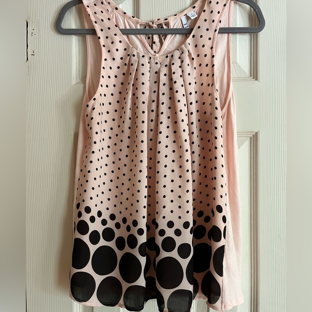 Light pink/ Black polka dots tank blouse